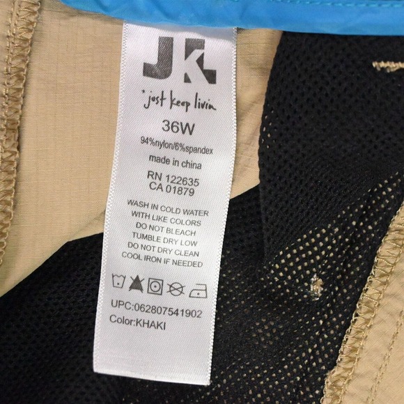 Just Keep Living 36 x‎ 11" Khaki Tech Stretch Performance Outdoor Cargo Shorts - Picture 4 of 7